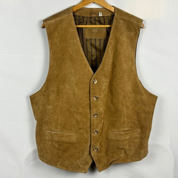 VTG Roundtree & Yorke Men Sz XL Genuine Leather Suede Vest Cowboy Rodeo Western - Picture 1 of 9